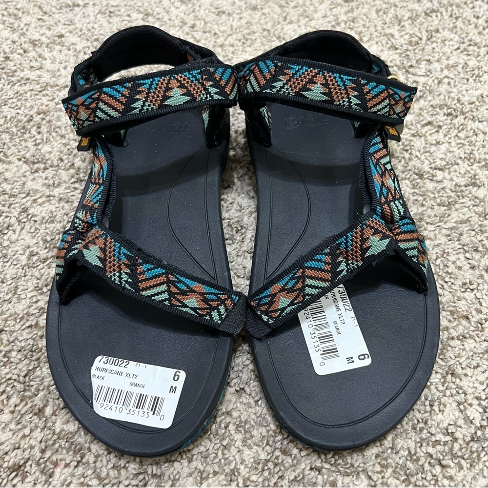 Teva Hurricane XLT2 Outdoor River Sandals Black Orange Youth Size 6